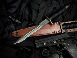 Mick Strider Custom V42 Dagger FIxed Blade Machined Black Delrin Handle w/ CPM-S30V Plain Edge Blade (7.5")