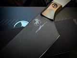 Microtech 6" Santoku Chef Knife Ivory G10 Handles and Beadblast Titanium Bolster w/ M390MK DLC Stonewashed Plain Edge Blade (6") 3200B-1DLCIVS