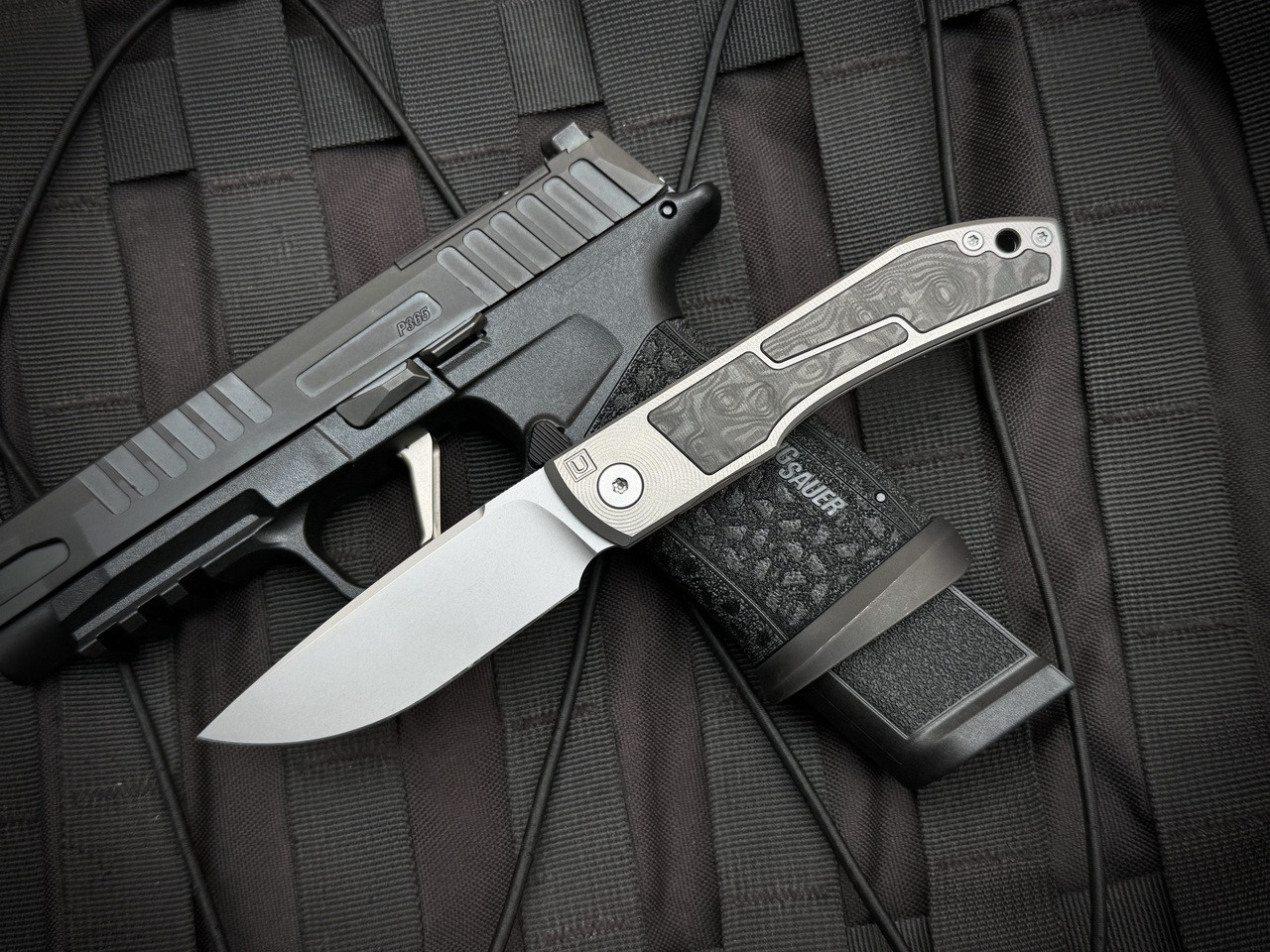 Uldanov Custom Knives Sierra Front Flipper Milled Titanium/Marbled