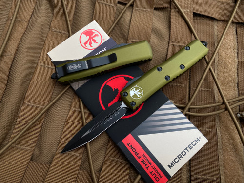 MIcrotech UTX-85 D/E OD Green Aluminum Body w/ Black Plain Edge Blade (3.1") 232-1OD