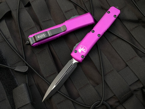 Microtech Ultratech D/E Violet Aluminum Body w/ Black Plain Edge Blade (3.4”) 122-1VI