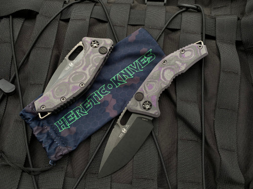 Heretic Knives Medusa Auto Purple Fat Carbon Camo 3” Two Tone DLC Tanto Blade H011-6A-PUCF