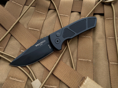 Protech SBR Les George Design Auto Folder Black Machined Body w/ Black S35VN Blade (2.5”)