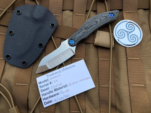 Jake McCoy Bladeworks Exodus Blackout #20 Black CamoCarbon Scales and Blue Hardware w/ S35VN Blade