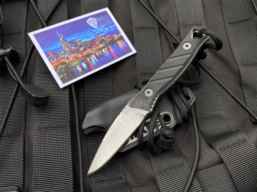 Medford Necromancer Fixed Blade S35VN Tumbled Blade and Black G10 Scales w/ Black Kydex Sheath