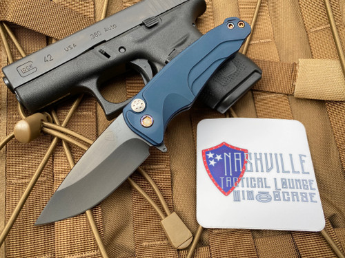 Medford Knives Smooth Criminal Blue Body and Flamed Hardware/PVD Clip w/ PVD S35VN Blade (3”)