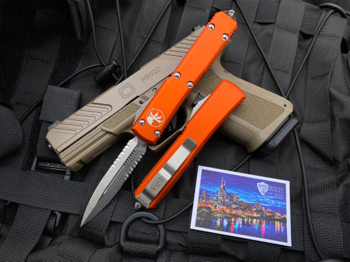 Microtech Ultratech D/E Orange Aluminum Body w/ Stonewashed Partially Serrated Blade (3.4") 122-11OR