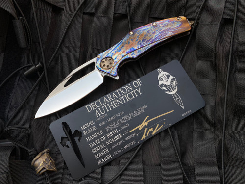 Marfione Custom Matrix-R Galactic Acid Finished Titanium Body with Bronzed Hardware and Mirror Polished Blade