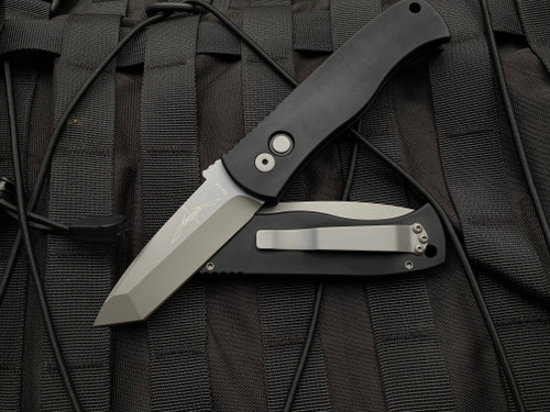 Pro-Tech Emerson CQC7 Auto Folder Black Aluminum Body w/ Blasted Hardware and Chisel Grind Tanto Blade (3.25”) E7T01