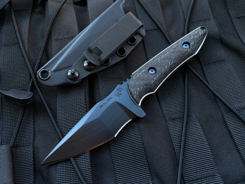 WELmade Skylark Fixed Blade Carbon Fiber Scales and White Liners w/ Black Plain Edge Blade (3.24”)
