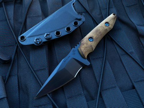 WELmade Skylark Fixed Blade Scorched Micarta Scales w/ Black Plain Edge Blade (3.24”)