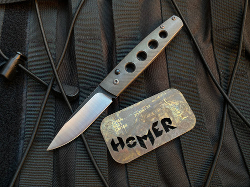 Homer Zhu Custom Chen Auto Folder Blackened Bronzed Body w/ Two Tone Satin Finished Plain Edge Blade (2.75”) #221