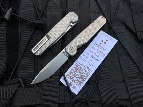 Tactile Knife Co Rockwall Golf Pattern Titanium Folder w/ Magnacut Stonewashed Plain Edge Blade (2.84”)