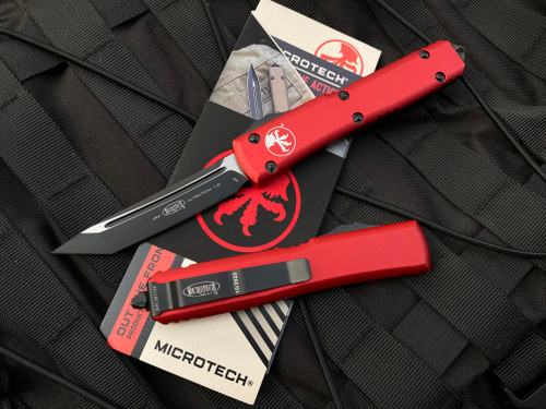 Microtech Ultratech T/E Red Aluminum Body w/ Black Plain Edge Blade (3.4”) 123-1RD