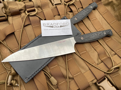 Bradford Knives 8 Inch Chef Knife Textured Carbon Fiber Scales w/ AEB-L Stonewashed Blade (8”) CHEF-AEB-L-114
