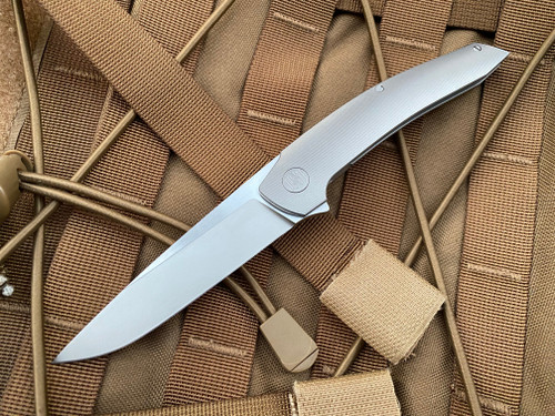 Hog House Knives Model T Titanium Body w/ Titanium Hardware and Two-Tone RWL-34 Blade (3.36”) HHK-T-BSR-SS