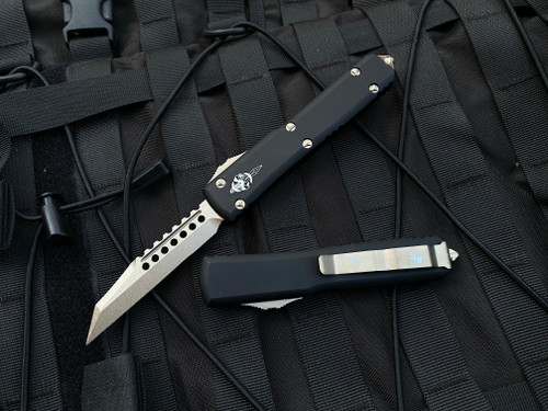 Microtech Ultratech Warhound Signature Series Black Aluminum Body w/ Bronzed Plain Edge Blade (3.4”) 119W-13S