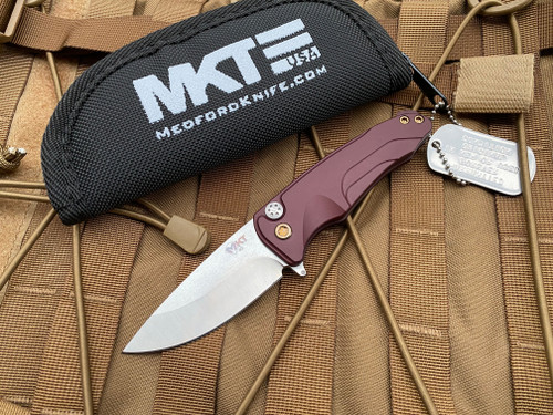 Medford Smooth Criminal Red Aluminum Body w/ Bronzed Hardware/Clip and Tumbled Plain Edge Blade (3”)