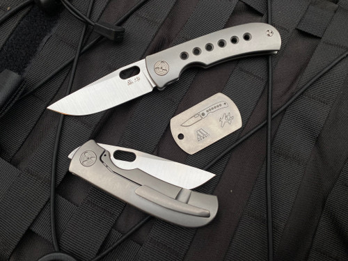 Wingman EDC MTNT Mach 3 Front Flipper Titanium Body w/ M390 Belt Satin Finished Plain Edge Blade (2.875”) WME-MTNT-M3-MT