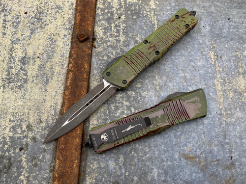 Microtech Outbreak Pattern Aluminum Body w/ Apocalyptic DE Blade (3.81”) 142-1OBDS