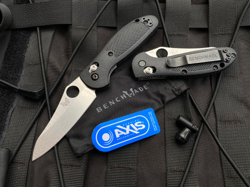 Benchmade Mini-Griptilian Black Glass Filled Nylon Body w/ S30V Stonewashed Plain Edge Blade (2.91”) 555-S30V