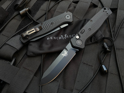 Benchmade Mediator Auto Folder Black G10 Body w/ S90V Black Reverse Tanto Plain Edge Blade (3.3”) 8551BK