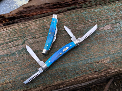 Case Peanut Caribbean Blue Bone Pocket Knife at Swiss Knife Shop