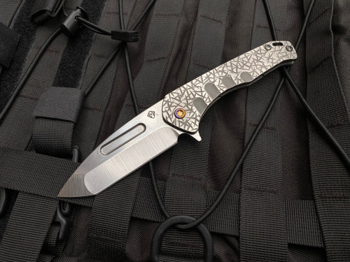 Medford Prae Slim Tanto Flipper Bead Blast/Brushed Silver “Jasmine Fields” Body w/ Flamed Hardware/Clip and S45VN Tumbled Plain Edge Blade (3.25”)