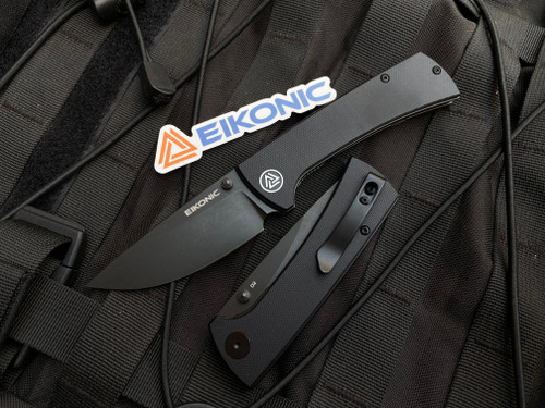 Eikonic RCK9 Folder Black G10 Scales w/ D2 Plain Edge (2.9”) 100BB