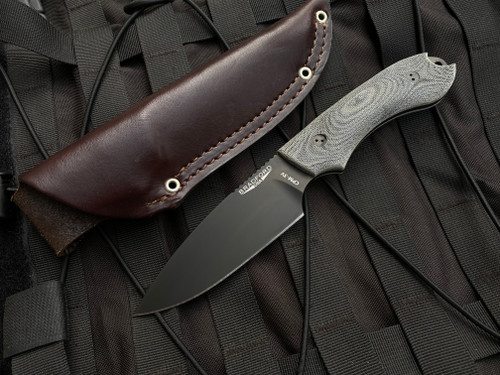 Bradford Knives Guardian4 Fixed Blade Black Micarta Scales w/ Sabre Grind 3V Black DLC Blade (4.625") 4S-101B-3V