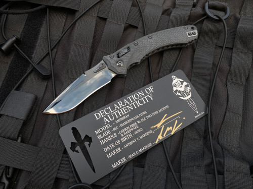 Marfione Custom Amphibian RAM-LOK Folder Carbon Fiber Body w/ DLC Two Tone Hardware and DLC Diamondwash Blade (4")