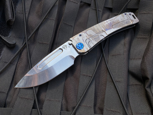 Medford Marauder-H Folder Tumbled "Liberty Bell" Body w/ Blue Hardware/Clip and S35VN Tumbled Tanto Blade (3.75")
