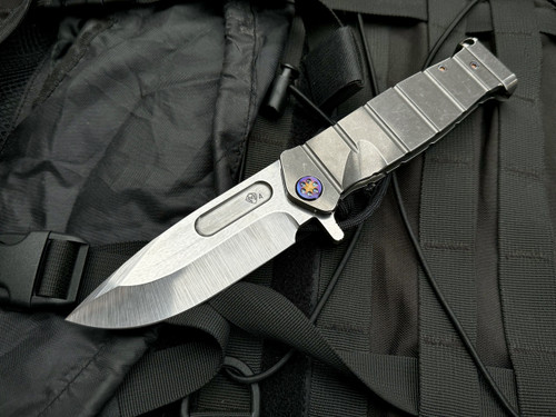 Medford USMC Fighter Flipper Tumbled Titanium Body w/ Flamed Hardware/Clip and S45VN Tumbled Blade (4.25")