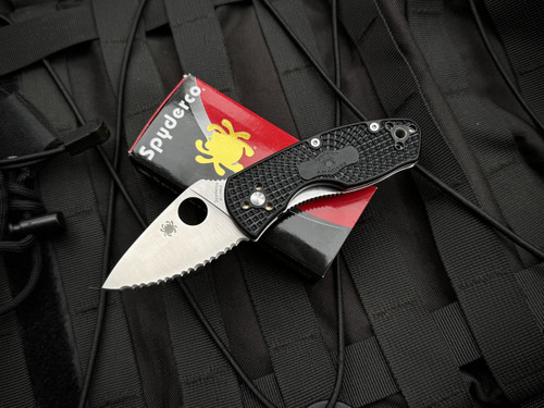 Spyderco Ambitious Folder Black FRN Lightweight Body w/ Satin Plain Edge Blade (2.25") C148SBK