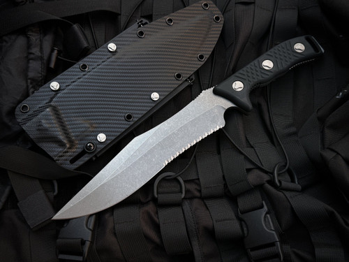 Microtech Arbiter Fixed Blade Black G10 Scales w/ Stonewashed Partially Serrated Blade (8.75") 104-11AP