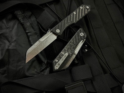 Heretic Knives Jinn Slipjoint Folder Carbon Fiber Body w/ Stonewashed Plain Edge Blade (3") H013-2A-CF