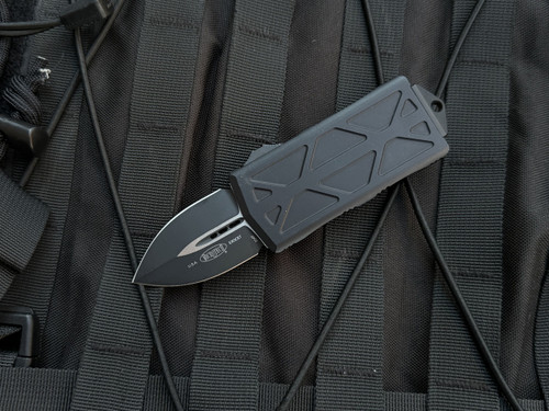 CONSIGNMENT Microtech Exocet D/E Black Tactical Body w/ Black Plain Edge Blade (1.9") 157-1T