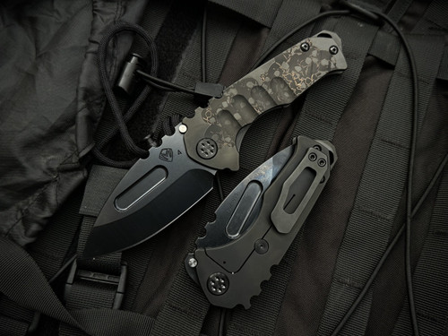 Medford Knives Praetorian Genesis T Folder PVD Black "Ghosted Stacked Skulls" Titanium Body w/ PVD Black Hardware/Clip and S45VN DLC Drop Point Plain Edge Blade (3.3")