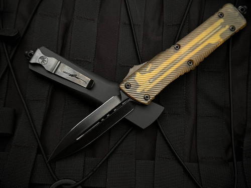 Microtech Combat Troodon D/E Signature Series Shadow Black Aluminum and Ultem Body w/ DLC Hardware and DLC Damascus Plain Edge