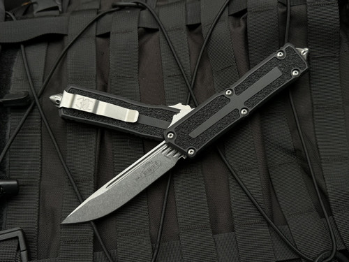 Microtech Scarab II 2023 Gen III S/E Black Aluminum Body w/ Stonewashed Plain Edge Blade (3.9") 1278-10