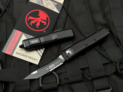 Microtech T/E Black Tactical Aluminum Body w/ Black Tactical Partially Serrated Blade (3.1") 233-2T