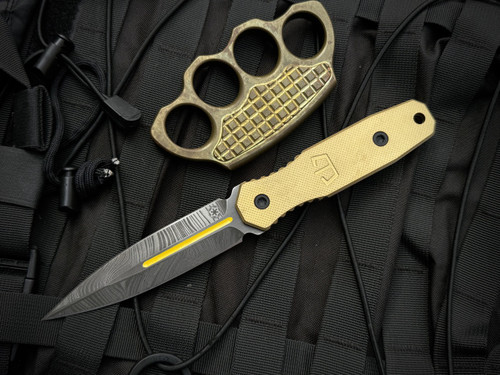 Blackside Customs Phase 7 SDM Dagger Fixed Blade Textured Brass Scales w/ Magnacut Beskar Cerakote Blade (4.5")