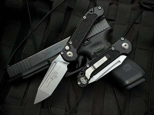 Microtech Knives Gen III LUDT T/E Auto Folder Black Aluminum Body w/ M390MK Stonewashed Plain Edge Blade (3.5") 1136-10