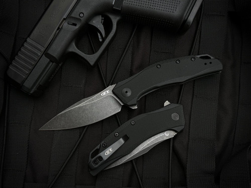 Zero Tolerance 0357 Flipper Black G10 Scales w/ 20CV Blackwashed Plain Edge Blade (3.25") 0357BW