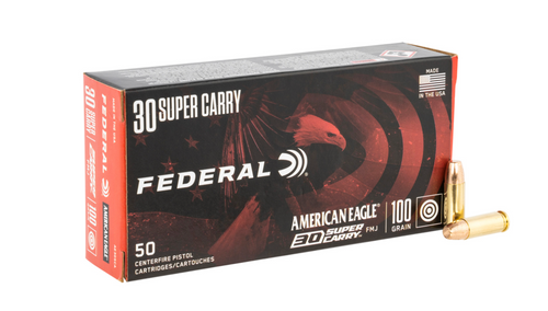 Federal American Eagle .30 Super Carry Ammo FMJ 100 Grain 50 Rounds [FC-604544678017] Federal American Eagle .30 Super Carry Am