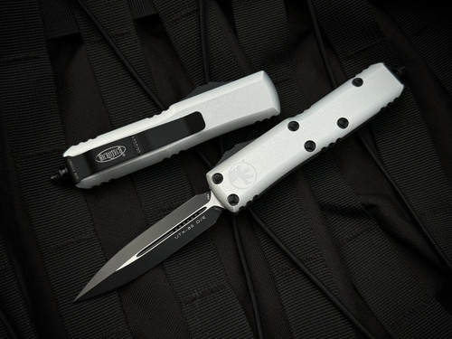 Microtech UTX-85 D/E Clear Anodized Aluminum Body w/ Black Plain Edge Blade (3.1") 232-1CR