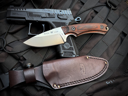 Buck 664 Alpha Hunter Fixed Blade Walnut Dymalux Handles w/ S35VN Satin Drop Point Plain Edge Blade (3.625") 0664WAS-B