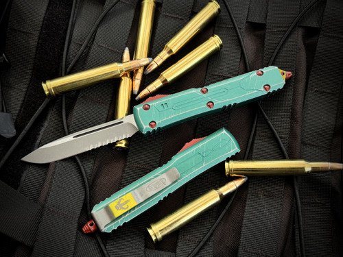 Microtech Ultratech S/E Bounty Hunter Edition Aluminum Body w/ Apocalyptic Partially Serrated Blade (3.4") 121-11BH