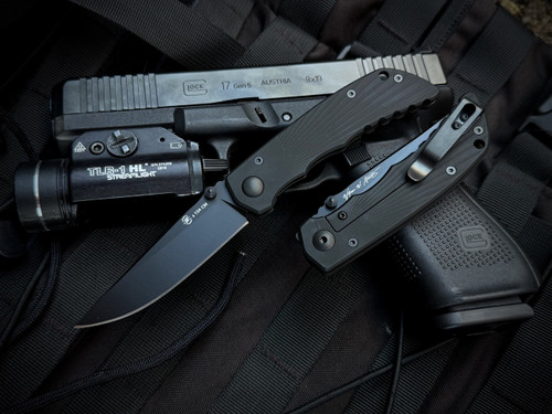 Spartan Blades Talos II Folder Starburst Black Aluminum Body w/ 154CM Black Plain Edge Blade (3.25") SFBL13BKBK