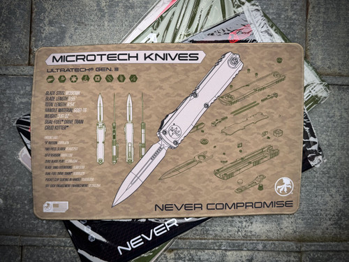 Microtech Felt Mat Ultratech ZBP Breakdown Image Tan MAT-UTZBP